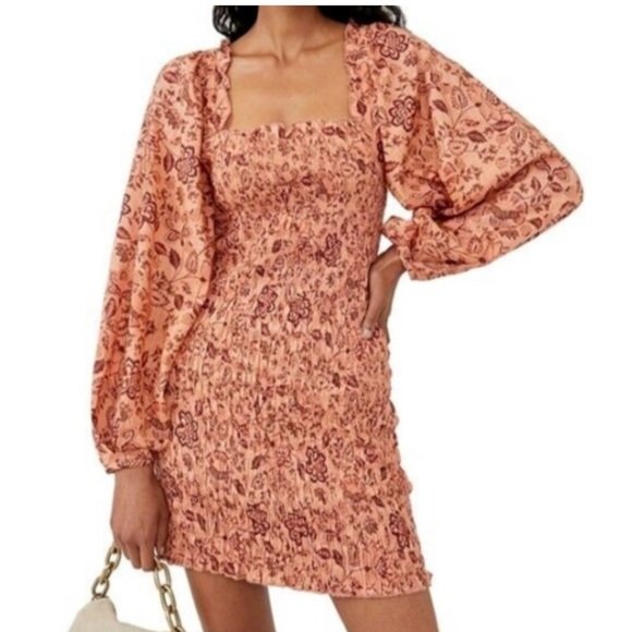 FREE PEOPLE SMOCK IT TO ME MINI DRESS SMALL - Picture 1 of 12